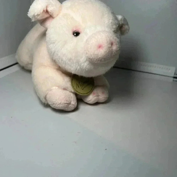 MIYONI BY AURORA 9" Pink Pig Plush Soft Stuffed Animal Beanbag Toy Blush - Picture 3 of 7